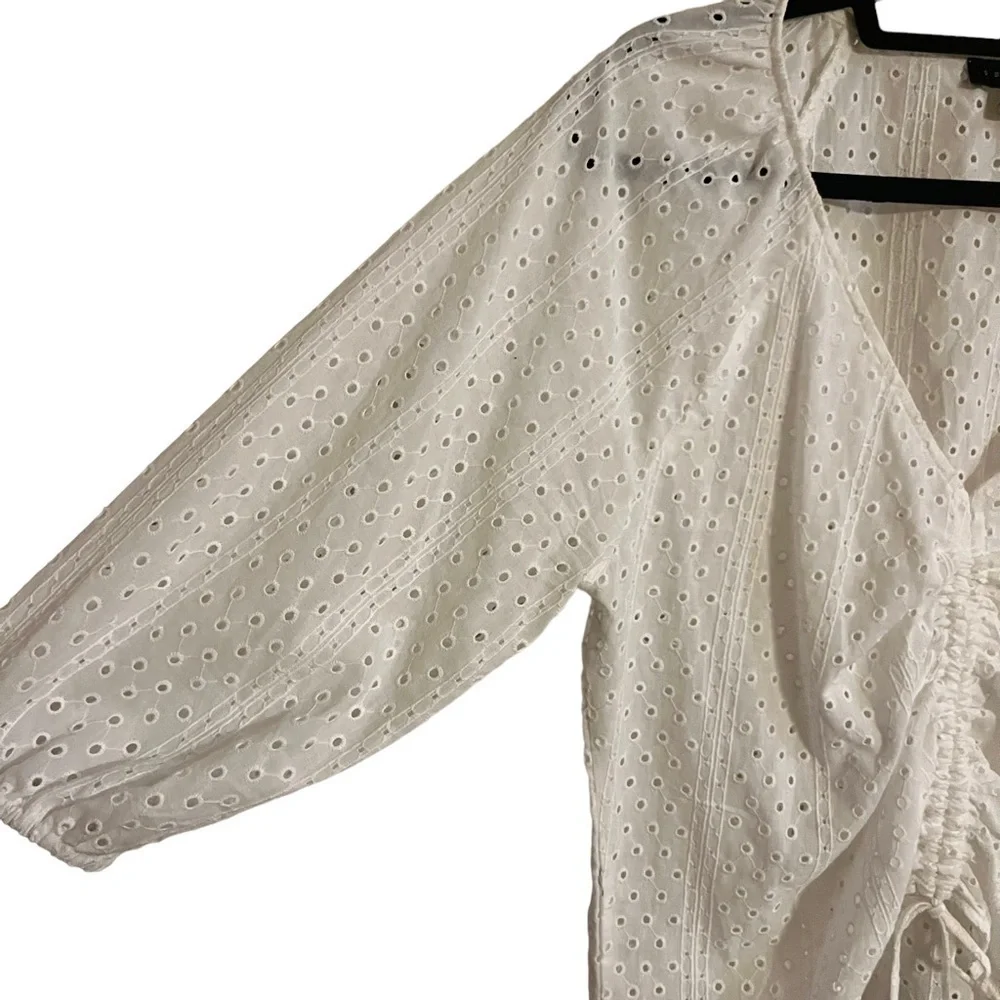 Sanctuary White Eyelet Adjustable Gathered Top size M